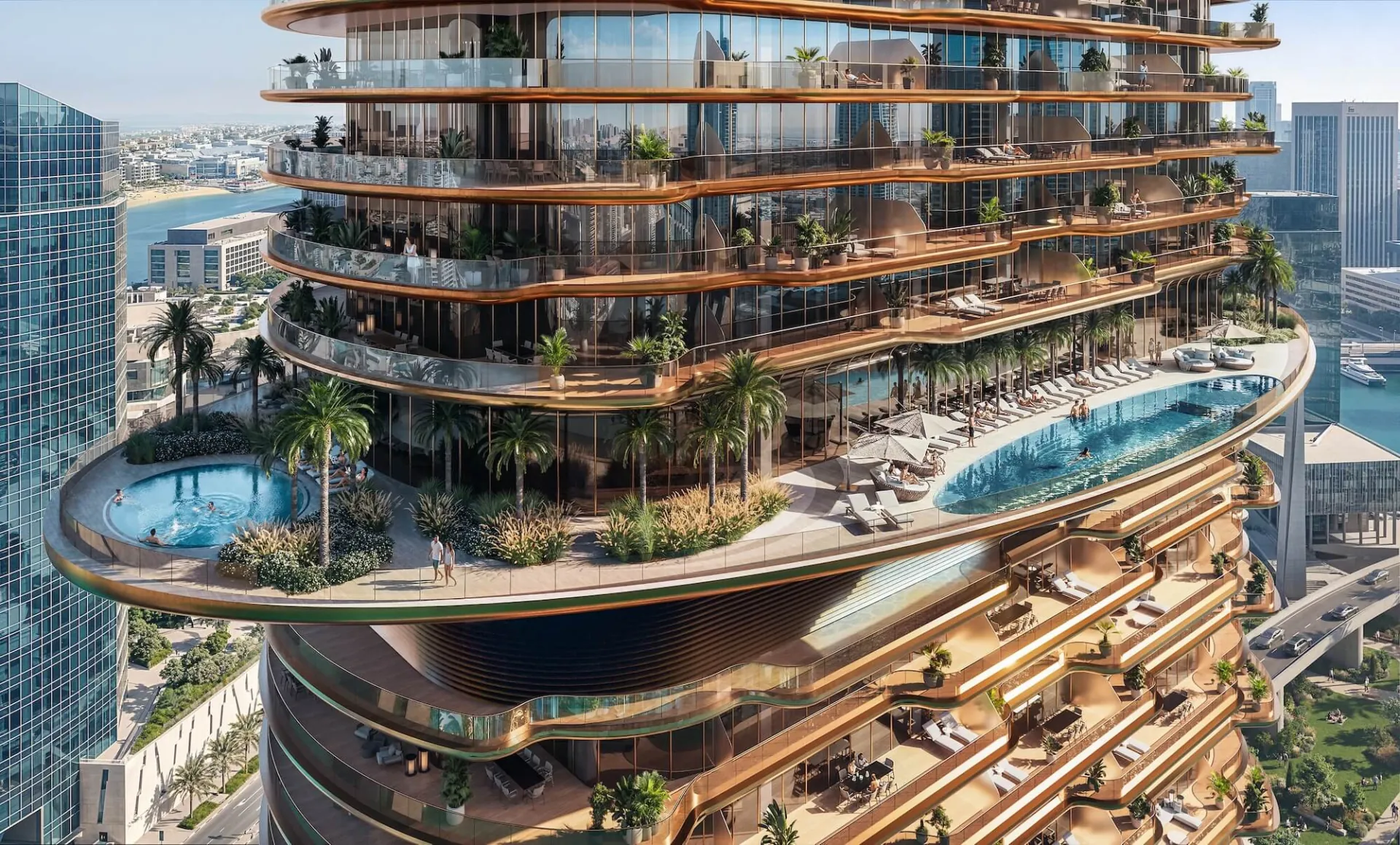 Jumeirah Residences Al Maryah Island tower by Emirates Developments viewed from the waterfront