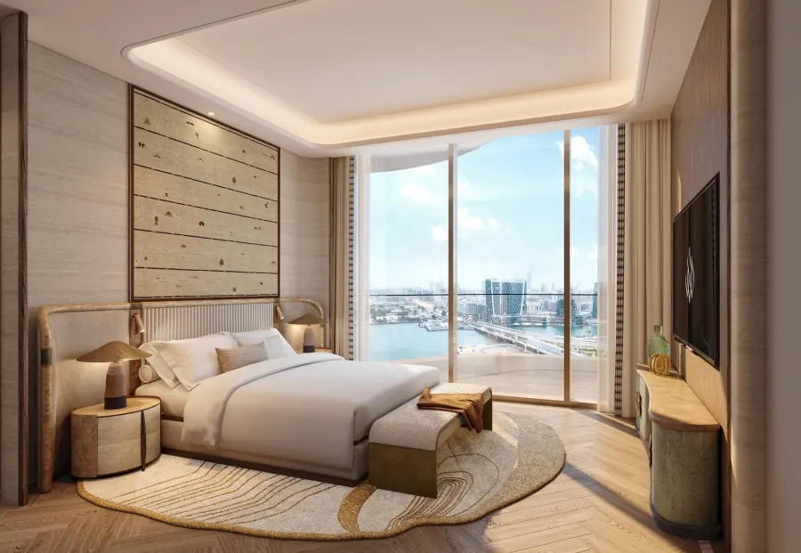 Bedroom interior of a one to two bedroom apartment at Jumeirah Residences Al Maryah Island